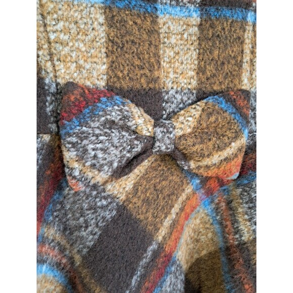 Wool Cashmere Brown Plaid Girls Long Overcoat Size Large GanGan World - Picture 5 of 13